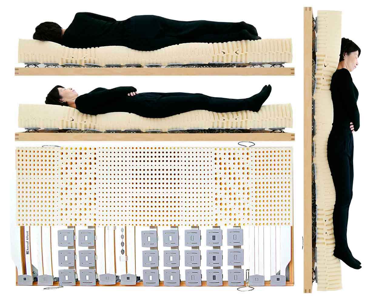 立っている姿勢で眠れるウッドスプリングベッドとラテックスマットレスの試し寝出来る東京体験型ショールーム