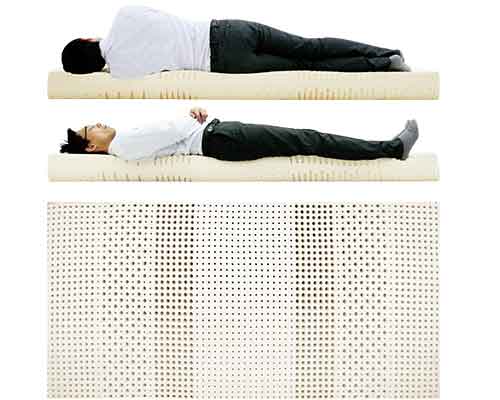 体圧分散に優れたラテックスマットレスに寝ている男性の寝姿勢イメージ
