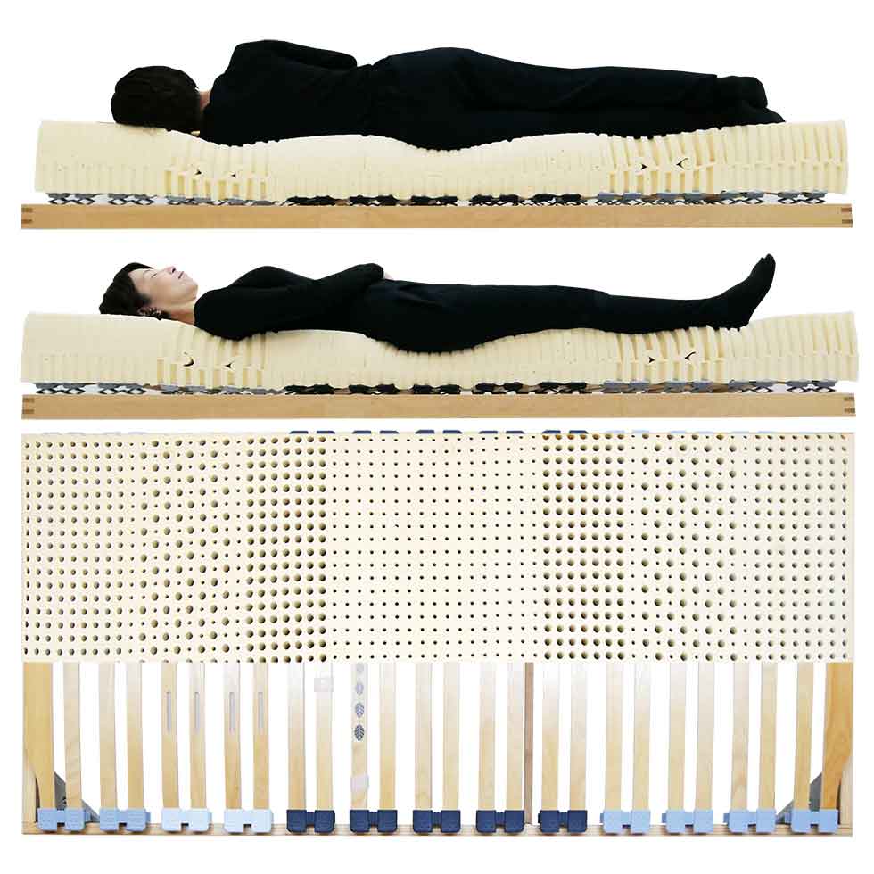 腰痛解消ベッド、腰が支えられている女性寝姿勢イメージ