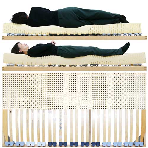 腰痛が良くなったウッドスプリングベッドと腰痛に良いラテックスマットレスの寝姿勢図