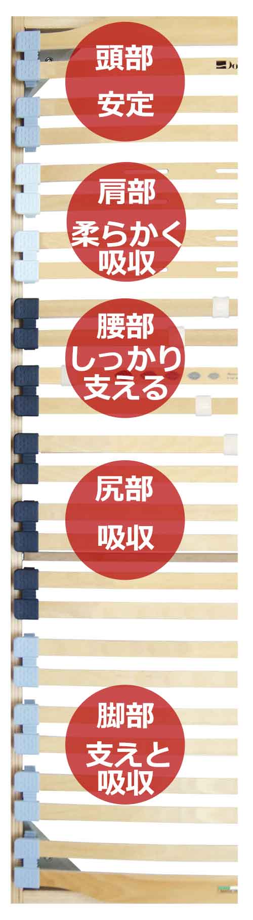 細かなゾーンに分かれた優秀なウッドスプリングベッド 細かなゾーンに分かれた優秀なウッドスプリングベッド